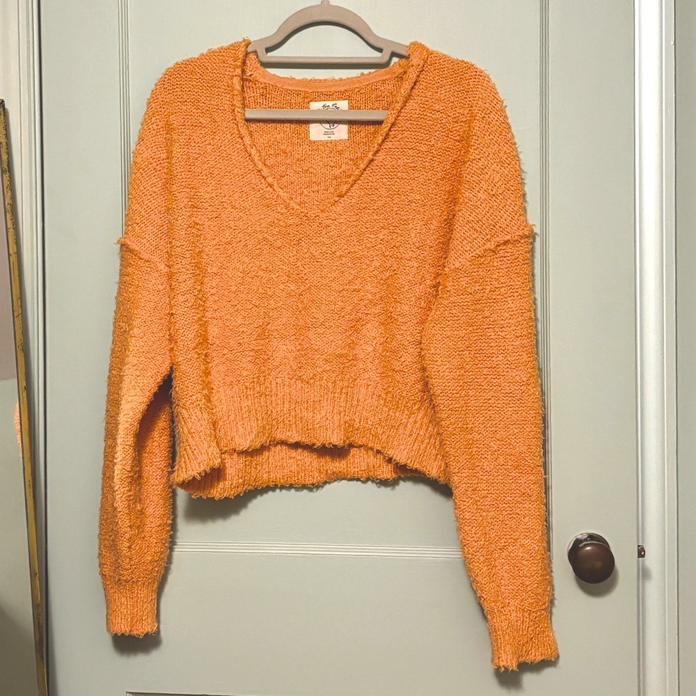 Free People Theo V Neck Sweater in Goldy